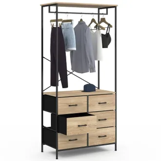 IDMarket Idmarket - Armadio 80 Cm Utah Con 6 Cassetti In Legno E Tessuto Nero