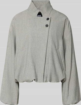 HUGO BOSS Boxy Fit Kurzblazer mit Woll-Anteil Modell JAVATA in Hellgrau Melange, Gr&ouml;&szlig;e 32