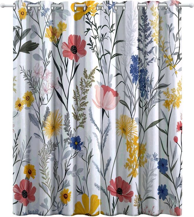 Generic Vorhänge Elegante Vintage Wildblumen mit Ösen Blickdichte Gardinen Bunt Blackout Curtain Thermovorhang für Kinder Teens, Weich Schlafzimmer Wohnzimmer ab 66,99 €