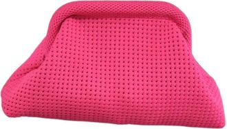 Generic Summer Beach Clutch Purses Dumpling Handbag, Large Capacity Casual Shopping Bag, Polyester Daily Hollow Out Pouch(Rose Red)