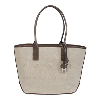 Hogan Tote Bags, female, Beige, Size: ONE SIZE Small Address Shopping Bag