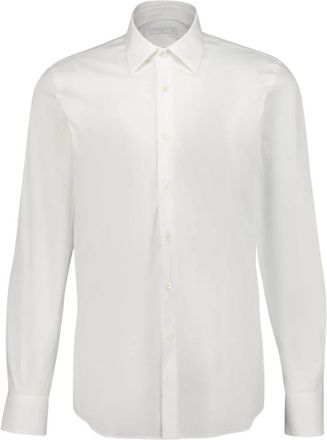 Prada Stretch Katoen Slim Fit Overhemd - Heren - Zakelijke Overhemden - Wit - XL - Katoen - Overhemden