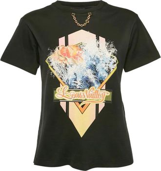 Louis Vuitton T-shirt met logoprint en ronde hals - Zwart