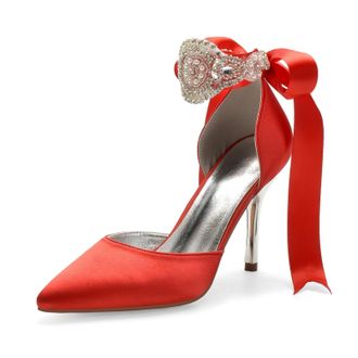 Miyoopark Wedding and Evening Shoes for Women Prom Pumps with Ribbon M531 Red UK 7.5