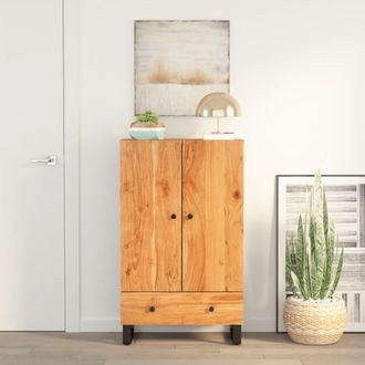 vidaXL Aparador Con Caj&oacute;n Hierro Y Madera Maciza Acacia 60x33x100 Cm Vidaxl