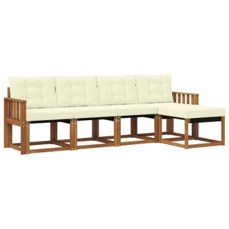vidaXL Conjunto De Sof&aacute;s De Exterior Con Coj&iacute;n 5 Pcs Natural Y Crema Vidaxl