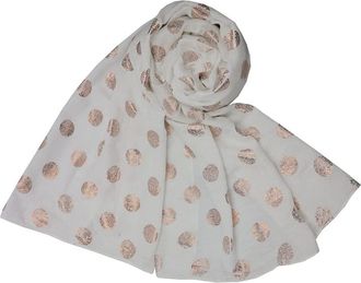 GlamLondon Spotty Scarf Glitter Polka Dot Metal Foil Print Fashion Ladies Womens Classy Party Wrap (ZU - White)