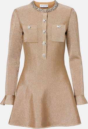 Self Portrait Crystal-embellished lam&eacute; minidress