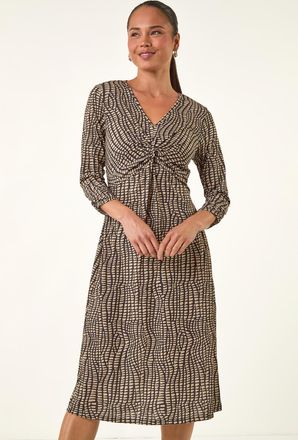 Roman Abstract Twist Front Dress