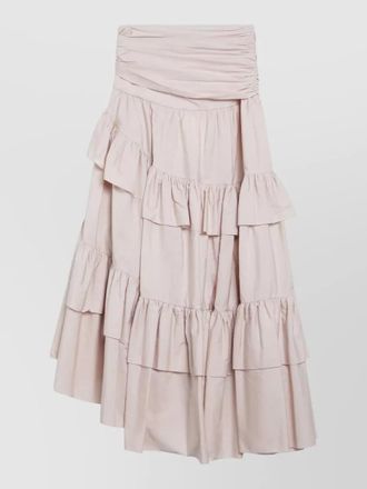 Chlo&eacute; high waisted asymmetric ruffled tiered skirt