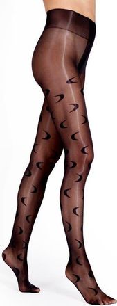 Lechery Moon Pattern Tights in Black at Nordstrom, Size Small