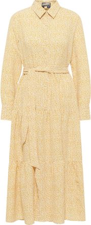 Dreimaster Dreimaster Maxi-jurk met bloemenprint Dames Mosterdgeel gebroken wit