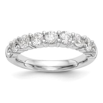 Diamond2Deal 14k White Gold Lab Grown Diamond 9-Stone Band Ring 1Ct Clarity- VS Color- G-H