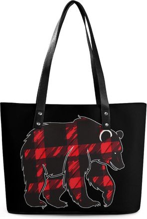 Generic Plaid Bear Tote Bags for Women Cute Shoulder Purses Handbags