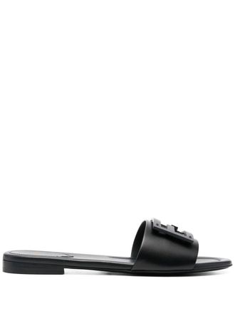 Fendi Baguette leather slides - Black