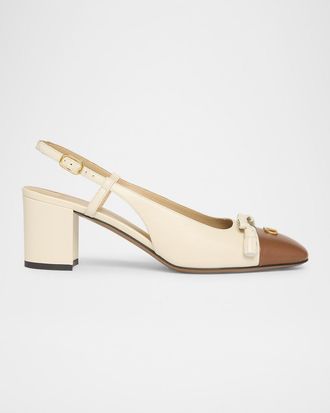 Valentino Garavani Valet Du Roi VLogo Leather Slingback Pumps
