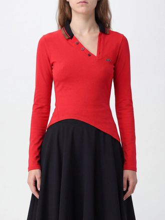 Vivienne Westwood Polo asimmetrica in cotone a maniche lunghe con logo Orb