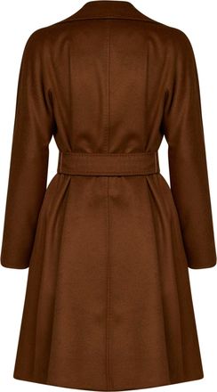 Max Mara Womens Belted Wrap Coat Mstdravenna Tan Brown Virgin Wool