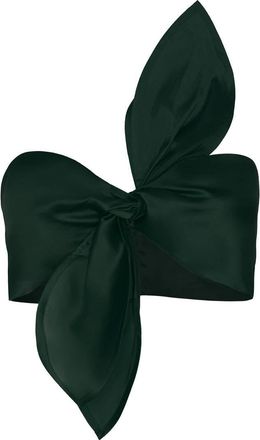 Andres Otalora Womens Suspiro Tie Detailed Silk Organza Crop Top In Pine Green