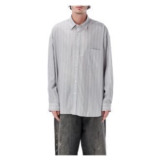 Acne Studios Soffia Stripe Shirt - Heren - Casual Overhemden - Grijs - M - Polyester - Overhemden