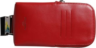 Dolce & Gabbana Red Calfskin Leather Phone Cardholder Crossbody Borse Womens Bag