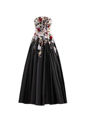 Saiid Kobeisy Embellished 3D Flowers Taffeta Gown