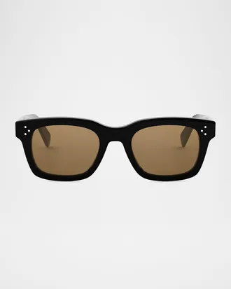 Celine Men & apos;s Bold 3-Dots Nylon Square Sunglasses