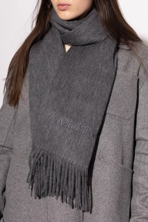 Acne Studios Scarf With Logo Patch, Unisex, Grey