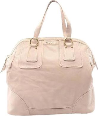 Miu Miu Pre-owned Leren Boston Tas - Dames - Vintage Handtas - Beige - ONE Size - Leer - Vintage