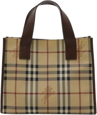 Burberry Pre-owned Vintage Tote Bag - Dames - Vintage Shopper - Beige - ONE Size - Leer - Vintage