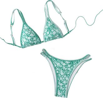 Generic Bikini Sets for Women Triangle String Bikini Thong Set Sexy Two Piece Swimsuit Padded Bathing Suits Adjustable Straps Swimming Costumes Beach Holiday 