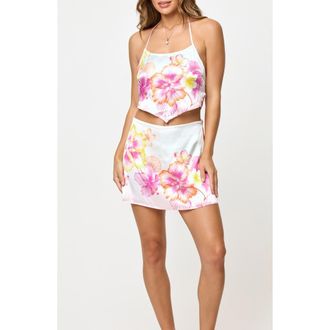 L*Space Maia Floral Halter Crop Cover-Up Top in Hibiscus And Plumeria Oh My at Nordstrom, Size X-Small