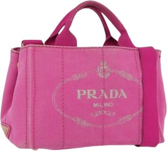 Prada Pre-owned Tote Bags, female, Pink, Size: ONE SIZE Pre-owned Vintage Canvas Tote Bag