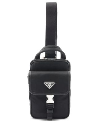 Prada Borsa a tracolla per smartphone con tracolla in Re-Nylon e pelle Saffiano 2013-2025 - Nero
