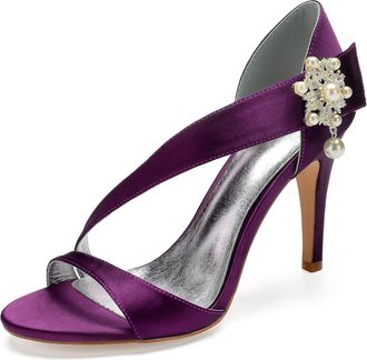 Generic Wedding High Stiletto Heels Heeled Womens Sandals Bridal Sexy Open Toe Heels Daily Party Dress 10.5Cm,Purple,7 UK