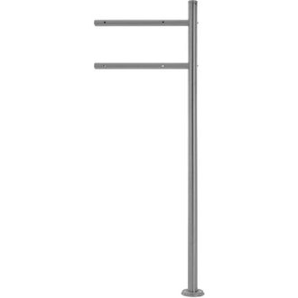 ML Design Ml-design - Soporte De Buz&oacute;n De Pedestal Plata En Acero Inoxidable Con Recubrimiento De Polvo Poste De Correos Independiente Para Atornillar 120cm De 