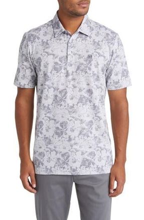 Travis Mathew Private Deck Floral Short Sleeve Polo in Heather Light Grey at Nordstrom Rack, Size Xx-Large