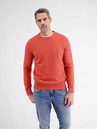 Lerros Strickpullover LERROS Crewneck-Strickpullover f&uuml;r Herren, Herren, Gr. S, rot (deep coral rot), 100% Baumwolle, Pullover Strickpullover