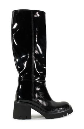 Pedro Garcia Zorion Patent Knee High Boot in Black Velour Naplack at Nordstrom Rack, Size 7.5Us / 37.5Eu