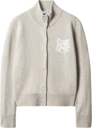 Maison Kitsun&eacute; C&aacute;rdigan con Cabeza de Zorro Audaz - Knitwear - Mujer - Gris - XS