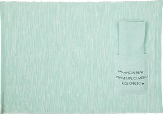 KASANOVA Set tovaglietta con tovagliolo scritta Quotes verde