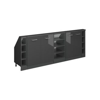 Vicco Armario De Cocina Para Techo Inclinado R-line, Antracita Brillo Intenso/antracita, 210 Cm Lote De 5, Vicco