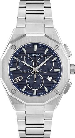 Ferragamo Edge Chronograph Bracelet Watch, 42mm in Stainless Steel at Nordstrom