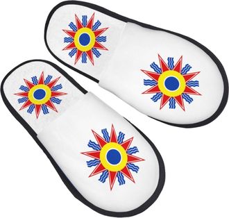 Generic Fleece Slippers Chaldean Flag Warm Camping Slippers Soft House Shoes For Spa Home Travel M