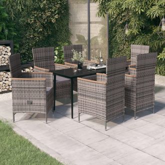 vidaXL Juego De Comedor De Jard&iacute;n 7 Piezas Con Cojines Gris Vidaxl
