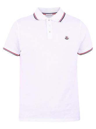 Moncler White Short-sleeved Polo With Embroidered Logo