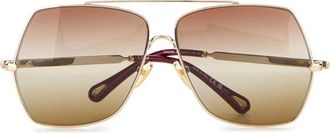Chlo&eacute; Womens Ch0278s Platinum Metal Sunglasses Gold