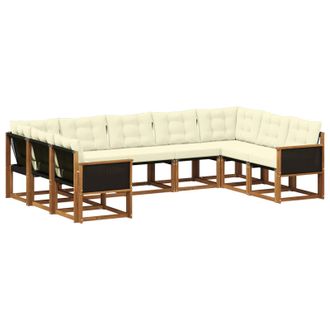 vidaXL Conjunto De Sof&aacute;s De Exterior Con Coj&iacute;n 9 Pcs Natural Y Crema Vidaxl