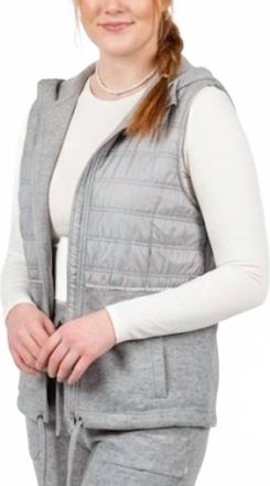 Tribal Mix Media Zip Up Vest In Grey Mix