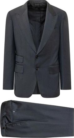 Tom Ford Tweedelig pak - Heren - Business pakken - Blauw - M - Tweed - Kostuums